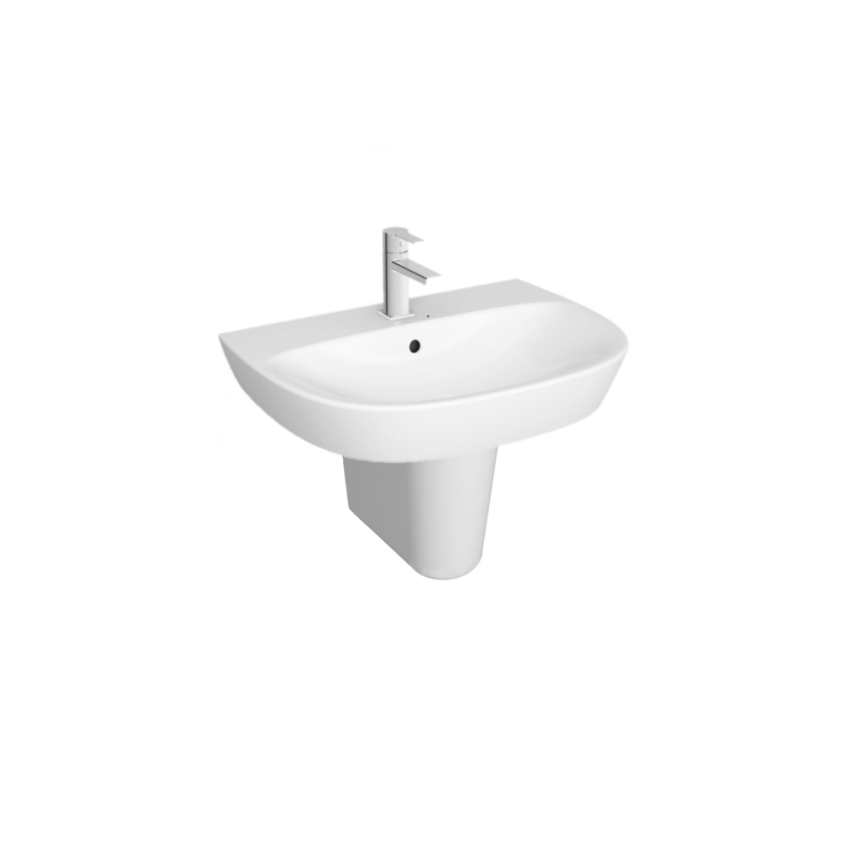 Product cut out image of VitrA Zentrum 650mm Basin with Semi Pedestal 7275L0030001 and 7292L0037200
